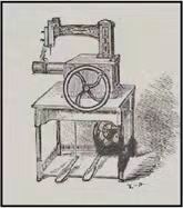 Nichols has improved the sewing machine to enable it to sew leather